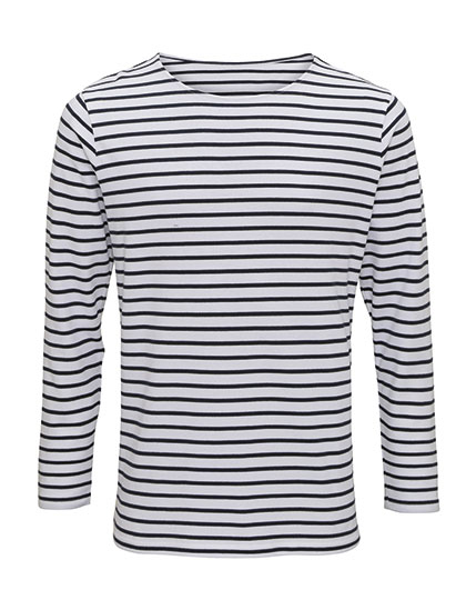 AQ070 Men´s Marinière Coastal Long Sleeve Tee L / White-Navy