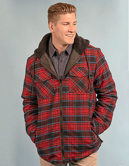 BU8620 Men´s Flannel Jacket With Sherpa Hoodie