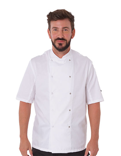 DL008S Short Sleeve Snap Stud Fastening Jacket 4XL / White