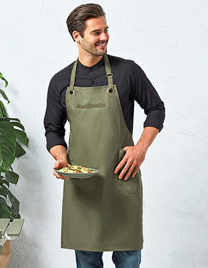 PW121 'Barley' Contrast Stitch Sustainable Bib Apron