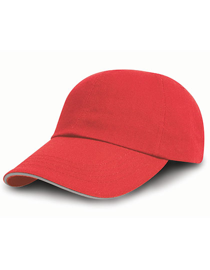 RH50 Brushed Cotton Decorators Cap With Sandwich Peak One Size / Red/Putty
