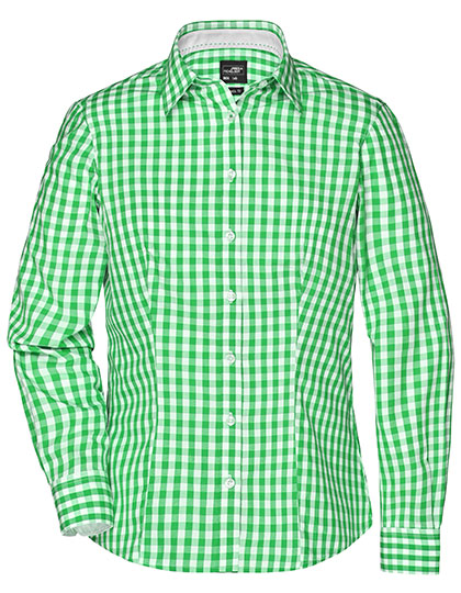 JN616 Ladies´ Checked Blouse XS / Green/White