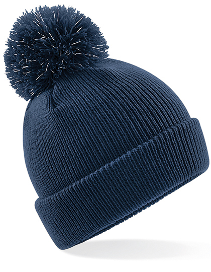 CB406B Junior Reflective Bobble Beanie One Size / French Navy
