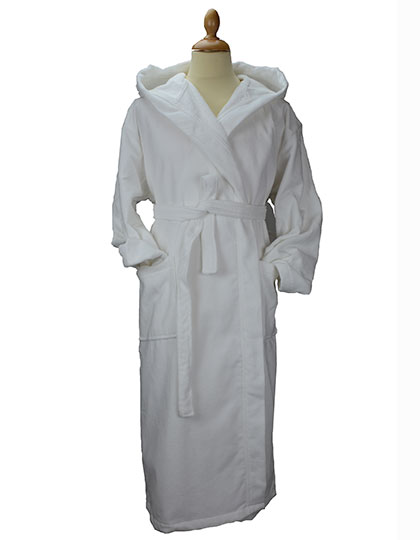 AR029 DeLuxe Velour Bathrobe with hood XS / True White