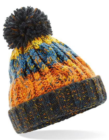 CB486b Junior Corkscrew Pom Pom Beanie One Size / Retro Blues