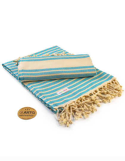 AR055 Hamamzz® Original Bodrum DeLuxe Towel 100 x 180 cm / Petrol/Ivory