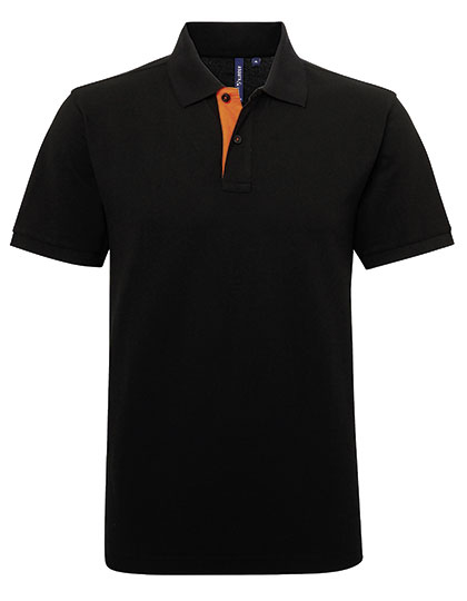 AQ012 Men´s Classic Fit Contrast Polo S / Black/Orange