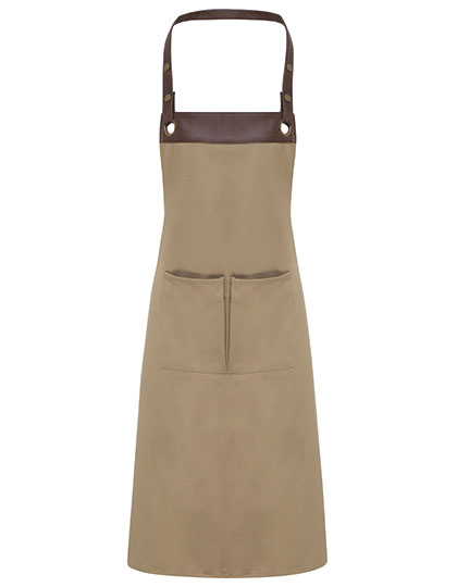 PW123 Espresso Bib Apron 70 x 81 cm / Khaki (ca. Pantone 7503C)/Brown (ca. Pantone 4975C)