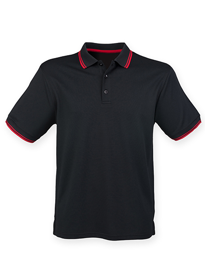 W482 Men´s Coolplus® Short Sleeved Tipped Polo Shirt XS / Black/Red