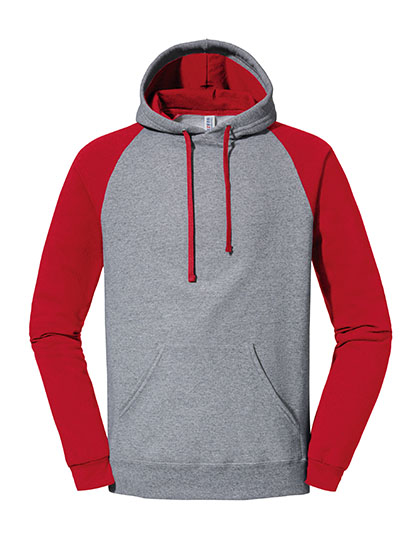 JZ96CR Nublend® Colour-Block Raglan Hooded Sweatshirt 3XL / Oxford Grey/True Red