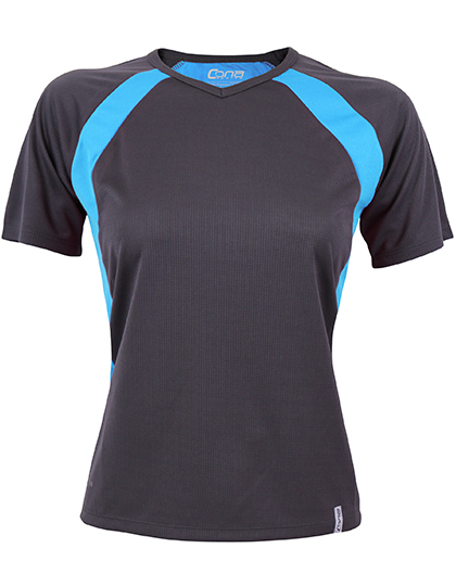 CN150 Ladies´ Pace Tech Tee XS / Anthracite/Azure Blue