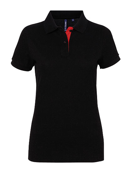 AQ022 Women´s Classic Fit Contrast Polo XS / Black/Red