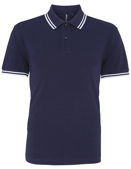 AQ011 Men´s Classic Fit Tipped Polo S / Navy/White