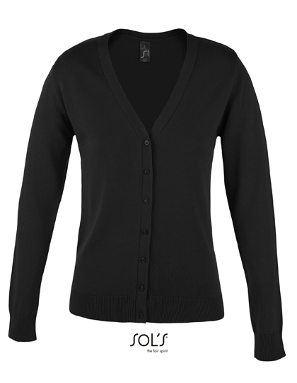 L419 Women´s Golden V-Neck Knitted Cardigan XXL / Black