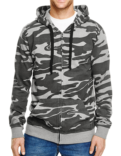 BU8615 Full Zip Camo Hooded Sweat Jacket S / Black Camo