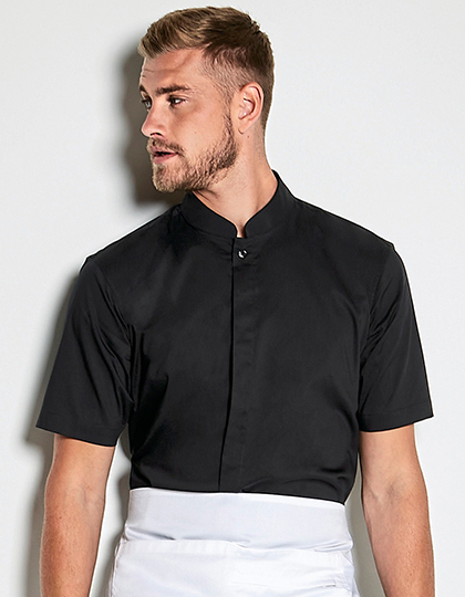 K122 Men´s Tailored Fit Mandarin Collar Shirt Short Sleeve