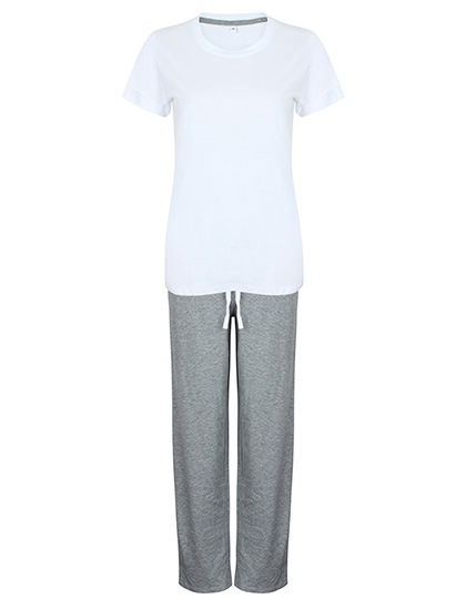 TC053 Long Pant Pyjama Set In A Bag XS / White/Heather Grey