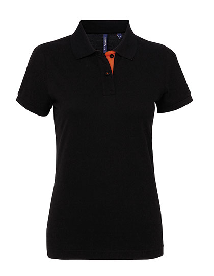 AQ022 Women´s Classic Fit Contrast Polo XS / Black/Orange