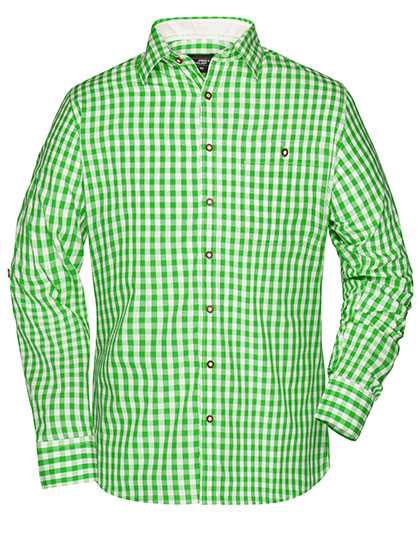 JN638 Men´s Traditional Shirt S / Green/White
