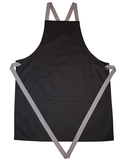 DL130 Apron With Grey Ties Crossover 70 x 91 cm / Black