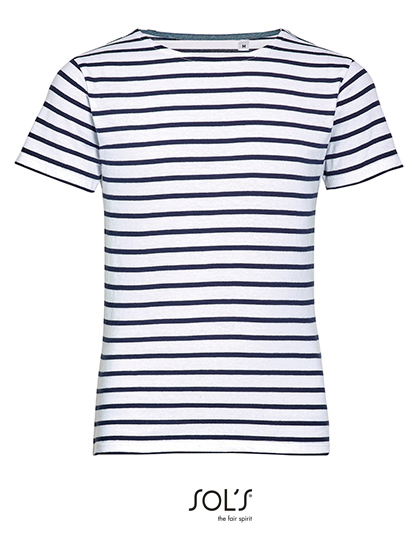 L01400 Kids´ Round Neck Striped T-Shirt Miles 4 years (96/104) / White/Navy