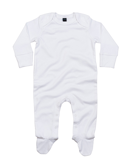 BZ35 Baby Sleepsuit With Scratch Mitts 3-6 months / White