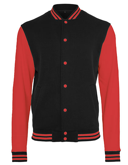 BY015 Sweat College Jacket L / Black/Red