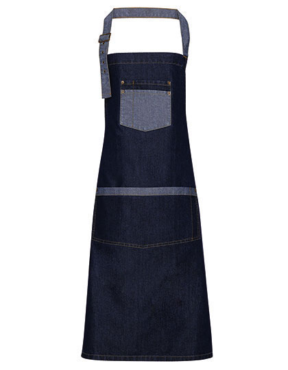 PW127 Domain Contrast Denim Bib Apron 72 x 86 cm / Indigo Denim (ca. Pantone 2767C)