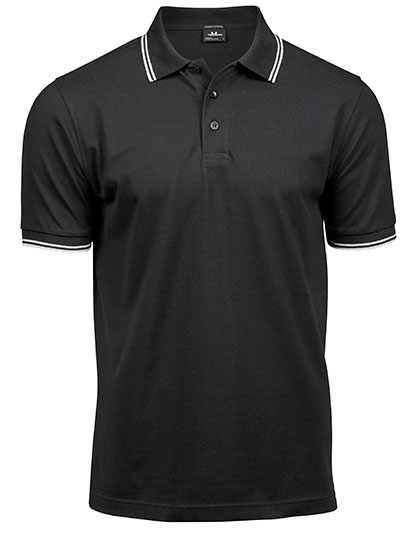 TJ1407 Men´s Luxury Stripe Stretch Polo S / Black/White