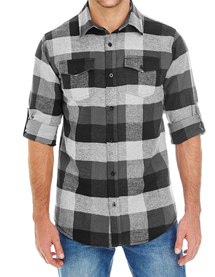 BU8210 Woven Plaid Flannel Shirt S / Black Check