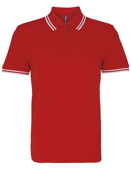 AQ011 Men´s Classic Fit Tipped Polo S / Red/White