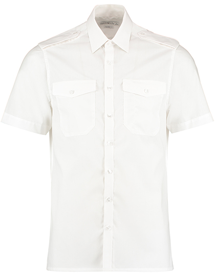 K133 Men´s Tailored Fit Pilot Shirt Short Sleeve 37 (S/14H) / White