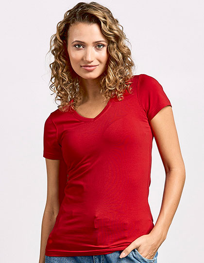 E3086 Women´s Slim Fit V-Neck-T
