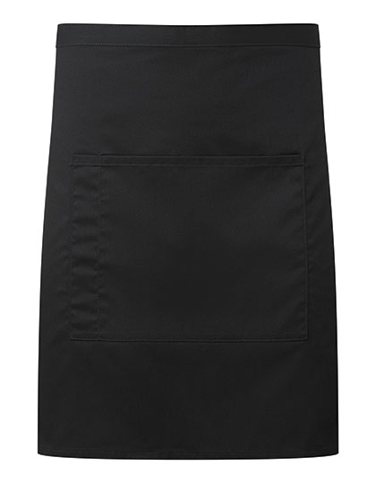 PW141 Colours Mid Length Apron with Pocket 70 x 50 cm / Black (ca. Pantone Black C)