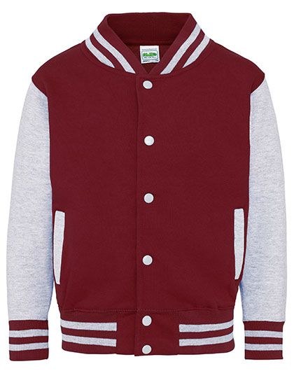 JH043K Kids´ Varsity Jacket 3/4 (XS) / Burgundy/Heather Grey