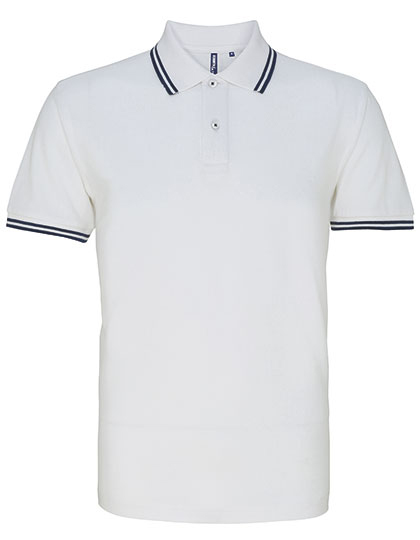 AQ011 Men´s Classic Fit Tipped Polo S / White/Navy