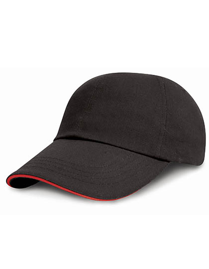 RH24PJ Junior Heavy Brushed Cotton Cap One Size / Black/Red