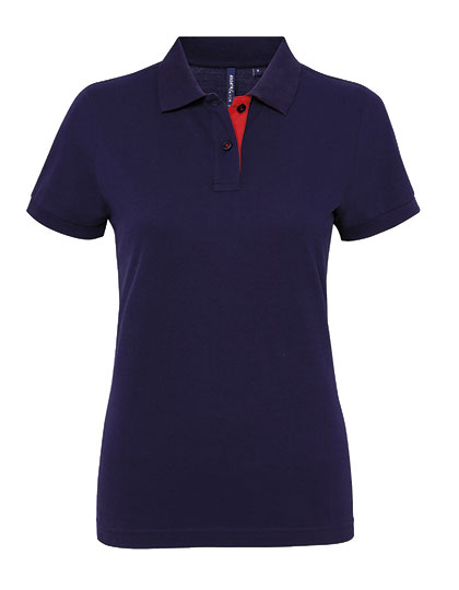 AQ022 Women´s Classic Fit Contrast Polo XS / Navy/Red
