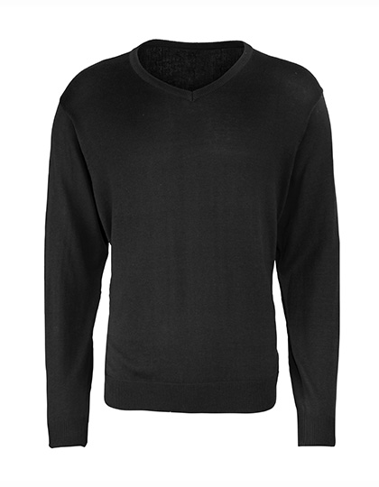 PW694 Men´s V-Neck Knitted Sweater XXS / Black (ca. Pantone Black C)