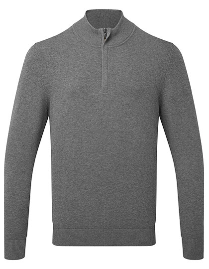 AQ048 Men´s Cotton Blend 1/4 Zip Sweater 3XL / Charcoal