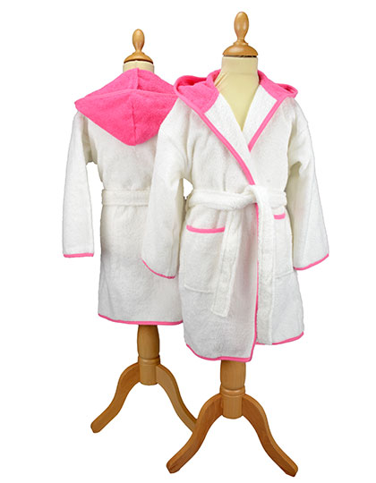 AR021 Boyzz&Girlzz® Hooded Bathrobe 116/128 / White/Pink
