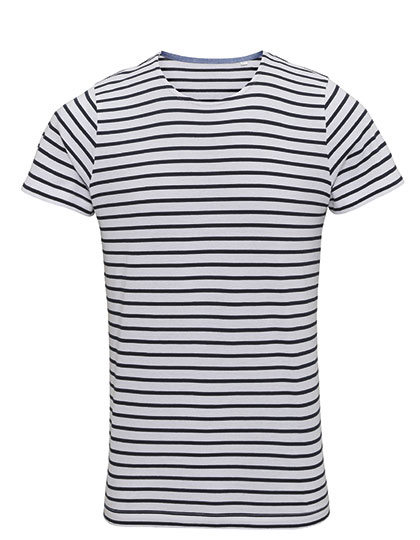 AQ072 Men´s Marinière Coastal Short Sleeve Tee L / White-Navy