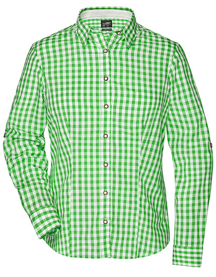 JN637 Ladies´ Traditional Shirt XS / Green/White