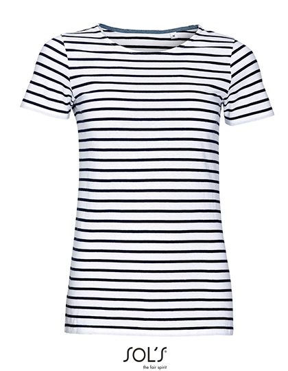 L01399 Women´s Round Neck Striped T-Shirt Miles XS / White/Navy