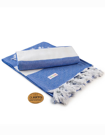 AR056 Hamamzz® Marmaris DeLuxe Towel 100 x 180 cm / Royal Blue/White