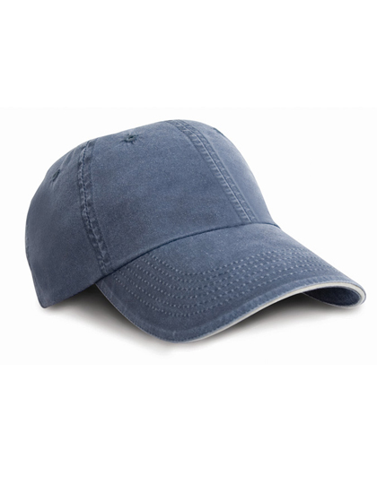 RH54 Washed Fine Line Cotton Cap With Sandwich Peak One Size / Navy/Putty