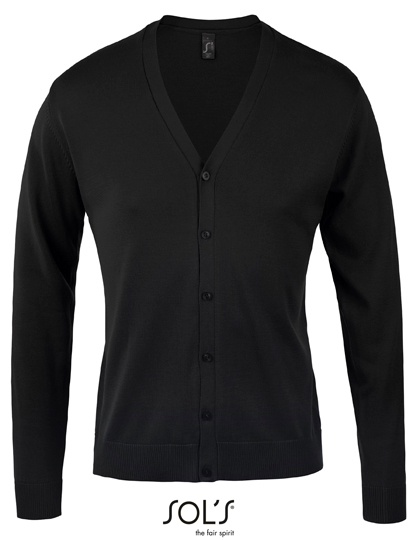 L418 Men´s Golden V-Neck Knitted Cardigan S / Black