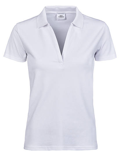 TJ1409 Women´s Luxury Stretch V-Neck Polo S / White