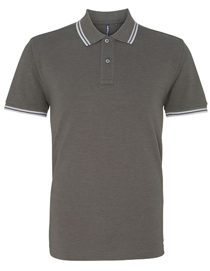 AQ011 Men´s Classic Fit Tipped Polo S / Charcoal/White