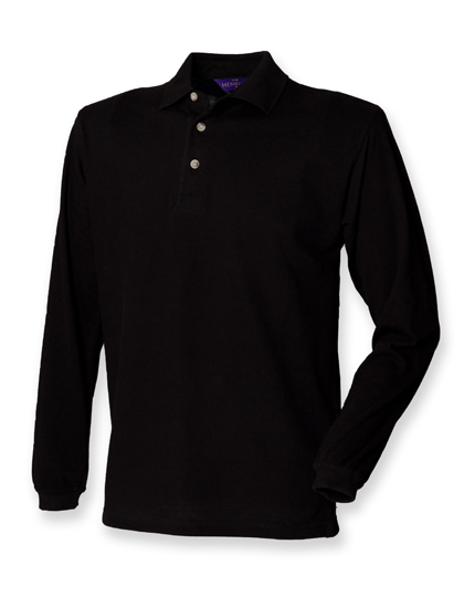 W105 Long Sleeved Cotton Piqué Polo Shirt XL / Black